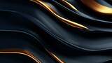 Fototapeta  - An abstract background with a silky and smooth wave pattern in gold and black, creating a sense of luxury and modernity