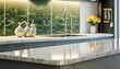 close up marble granite kitchen counter island for product display on modern bright and clean kitchen space 3d rendering 3d