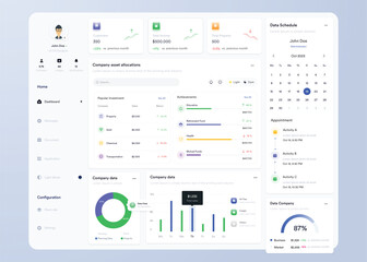 Wall Mural - ui ux infographic dashboard. ui design with graphs, charts and diagrams. web interface template