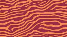 Vector Orange Color Wavy Stripes Background, Wallpaper. Flat Design Vector-style Image Of Tiger Skin Pattern. Hand Drawn Waves. Hand Drawn Abstract Lines. Vector Animal Print. Seamless.