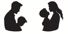 Dad Silhouettes And Icons. Black Flat Color Simple Elegant White Background Dad Vector And Illustration.