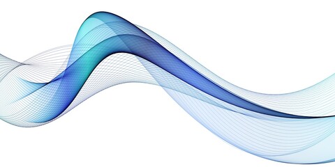 Wall Mural - Abstract blue transparent wave flow, wavy blue lines