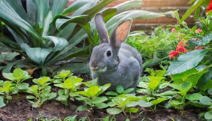 Wall Mural - gray rabbit