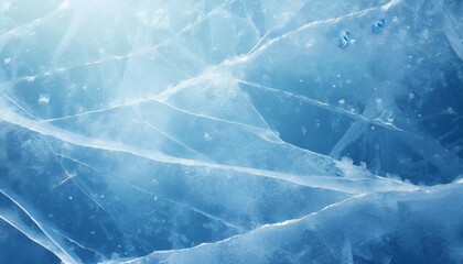 Wall Mural - abstract ice background blue background with cracks on the ice surface