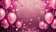pink balloons will pink sparkly background with room for design a copy space perfect for birthday invitations generative ai