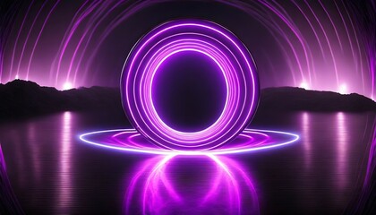 beautiful purple neon ring with glow generated by ai