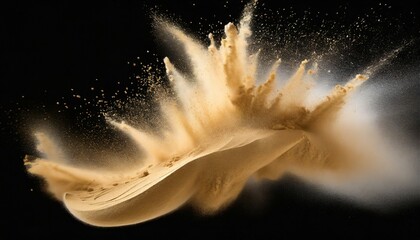 Wall Mural - sand flying explosion golden sand wave explode abstract sands cloud fly yellow colored sand splash throwing in air white background high speed shutter throwing freeze stop motion