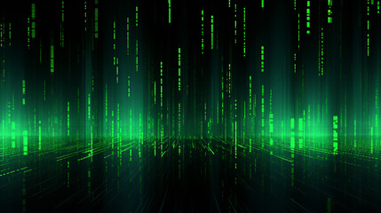 Sticker - binary matrix background with a green light
