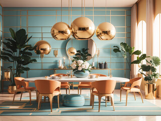 Poster - 
Retro Opulence: A Dining Room Exuding Old-world Charm