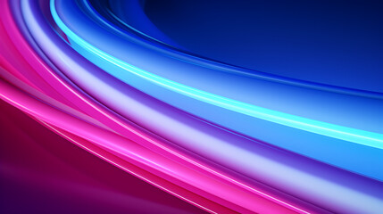 Wall Mural - 3d render. Abstract background of blue pink neon stripes