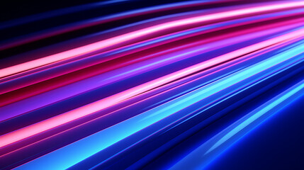 Wall Mural - 3d render. Abstract background of blue pink neon stripes