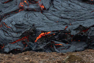Wall Mural - Lava flow in daytime Iceland eruption