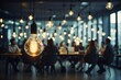 glowing bulbs above dynamic team collaboration, creativity, business synergy