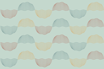 Wall Mural - Geometric of pattern vector. Design waves colorful on pastel green background. Design print for illustration, textile, carpets, cover, card, background, wallpaper. Set 1