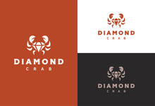Diamond Crab Logo Vector Illustration, Crab With Diamond Stone Body Logo Inspiration