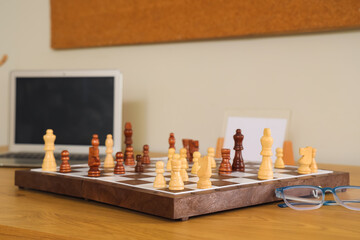 Wall Mural - Chessboard on table in living room