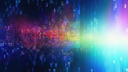 Wall Mural - digital rain in blue and red on a dark background