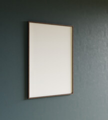 simple minimalist frame mockup on the blue wall