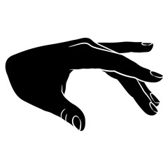 Sticker - Human female hand with open fingers in elegant gesture. Black and white silhouette. Cartoon style.