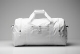 Fototapeta  - White duffel bag on a gray background with a minimalist design.