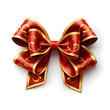 © NE97 - Illustration of a red Christmas bow with a golden border on a white background file,