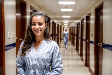 Wall Mural - an ethnic arabic medical professional in a hospital working as a radiologist and surgeon with lab coat and scrubs