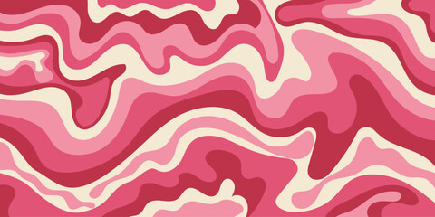 Wall Mural - Horizontal wavy psychedelic retro background. Vector illustration