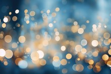 Abstract Background Of Blue And Gold Bokeh Lights