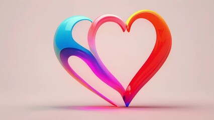 Wall Mural - Minimal animation of a pulsing, multicolored heart, representing the concept of love and connection.