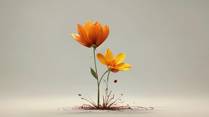Wall Mural - Minimal animation of a single flower blooming and wilting in a continuous cycle, representing the circle of life.
