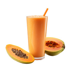 Wall Mural - Freshly made papaya smoothie isolated on transparent background