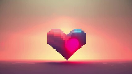 Wall Mural - Minimal animation of a pixelated heart beating in sync with a soft, ambient soundtrack.