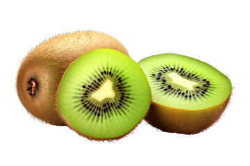 Wall Mural -  kiwi with slice on isolated transparent background