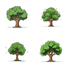Wall Mural - SET OF GREEN TREE ISOLATED ON WHITE BACKGROUND