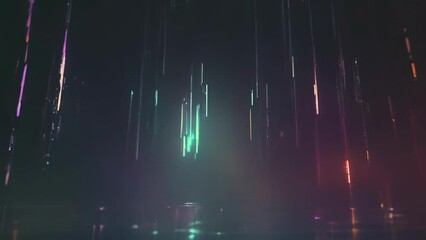 Wall Mural - Minimal animation of a glitchy, digital rainstorm, with distorted lettering and flickering lights.