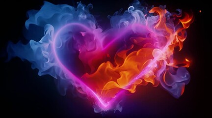 Canvas Print - A cloud of colorful smoke in the form of a heart.