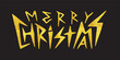 Merry Christmas golden foil lettering in rock metal style. Party celebration card. Vector illustration.