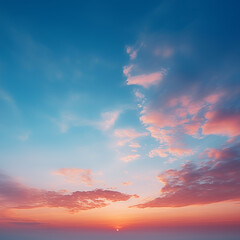 Wall Mural - abstract gradient sunrise in the sky with cloud and blue mix orange natural background.
