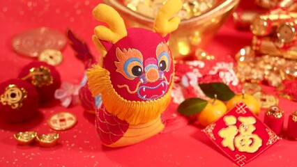 Sticker - Tradition Chinese cloth doll,Chinese wording on coin meanings:Wishing you prosperity and wealth.