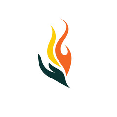 Wall Mural - fire logo with hand concept