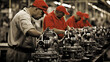 © Brian - Auto parts on an assembly line with UAW workers in the background