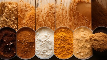 A colorful array of grain samples, ranging from pale malt to crystal malt, each one adding distinct characteristics to the final brew.
