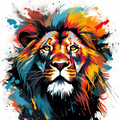  Abstract Lion from Paints, Black Drawing, Vector Illustration