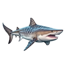 Wall Mural - Tiger shark isolated on transparent background