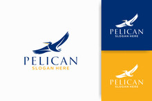 Pelican Logo Design, Silhouette Pelicans Bird Logos Simple Concept, Pelican Wings Bird Flying Tour Travel Wildlife Logo