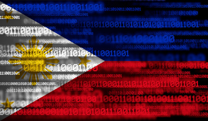 Flag of Philippines on binary code. Modern technology concept
