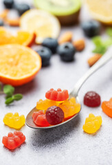 Chewable gummy vitamins and fruits