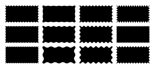 zig zag wavy edge rectangle shapes set. vector jagged geometric rectangular. abstract elements