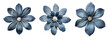 set of denim decor flowers on isolated background