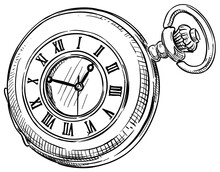 Pocket Watch Handdrawn Illustration